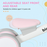 AIYAPLAY Kids Balance Bike with Adjustable Seat and Silent Tyres – Ages 1-3 Years, Pink