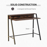 HOMCOM Writing Desk with Two-Tier Worktop and Storage Shelf – Home Office Computer Workstation, Rustic Brown