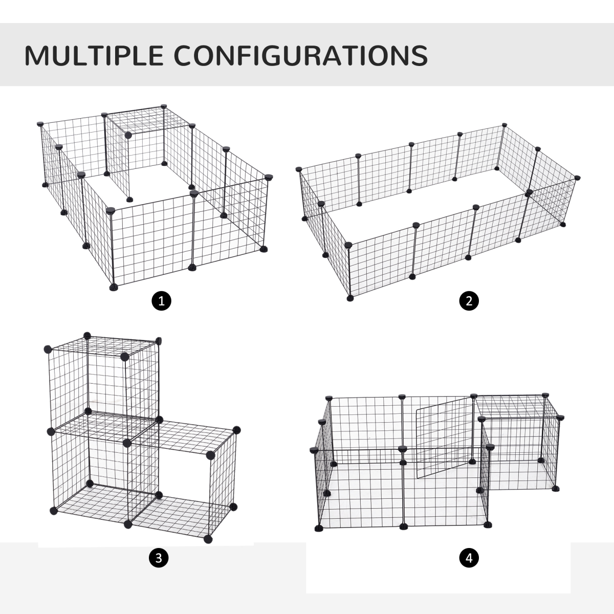Pawhut 12-Panel Metal Wire Pet Playpen with Non-Slip Connectors – DIY Small Animal Fence, Black