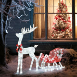 4ft Lighted Reindeer & Sleigh – Red & White