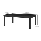 Outsunny Aluminium Outdoor Coffee Table with Slatted Top – Patio Garden Table, Black, 100x60cm