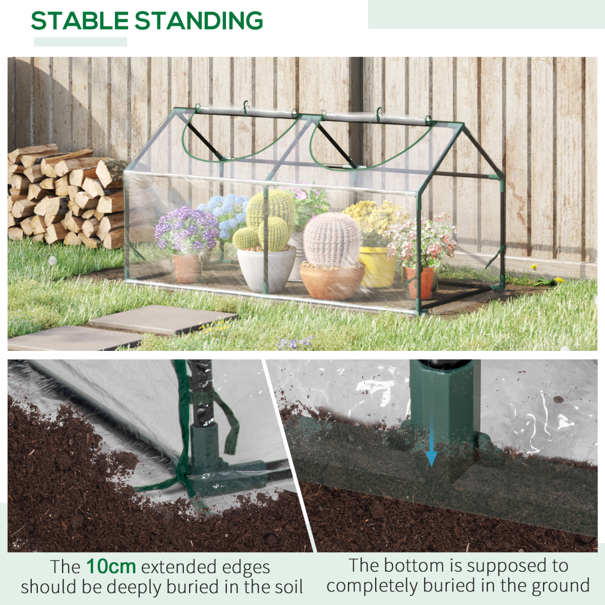 Outsunny Mini Greenhouse with Two Roll-Up Windows and PVC Cover – Tomato and Vegetable Plant House, Clear
