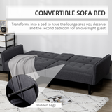 HOMCOM 3 Seater Home Theatre Futon Recliner Sofa Bed with Cupholders – Movie Night & Guest Sofa, Grey
