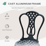 Outsunny 3-Piece Cast Aluminium Bistro Set with Parasol Hole – Garden Table & 2 Chairs for Patio