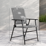 Outsunny Set of 2 Foldable Rattan Garden Chairs with Armrests and Steel Frame – Patio Seating, Grey