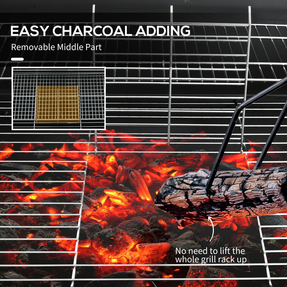 Outsunny Barrel Charcoal BBQ Grill Trolley with Ash Catcher, Thermometer & Warming Rack – Black Steel