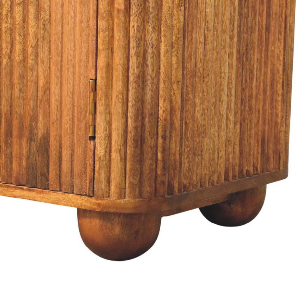 Artisan Furniture Solid Wood Solis Fluted Mini Sideboard with 2 Soft-Close Doors – Amber Oak, Beige