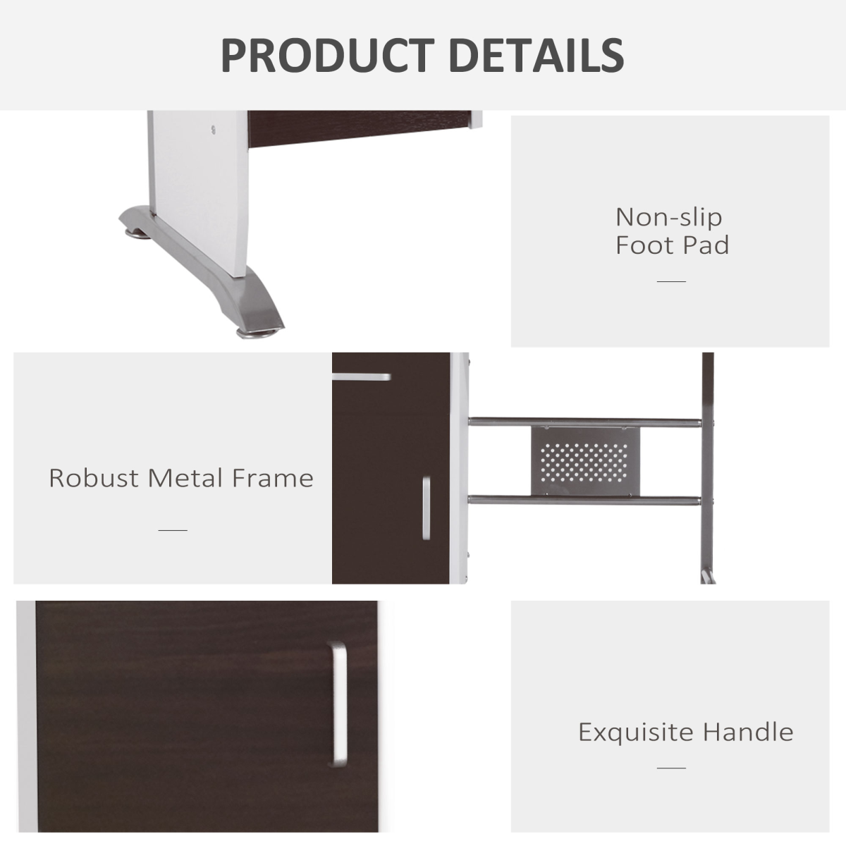 HOMCOM Computer Desk with Sliding Keyboard Tray, Storage Drawers & CPU Stand – Home Office, Walnut