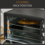 HOMCOM 21L Mini Oven & Grill with Timer, Baking Tray & Wire Rack, 1400W – Countertop Kitchen Oven