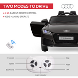 HOMCOM 12V Licensed Audi TT RS Electric Ride-On Car with Remote Control, Headlights & MP3 Player – Kids Car, Black