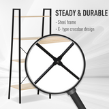 4-Tier Minimalist Ladder Shelf Unit with Steel Frame & MDF Shelves – Home Display Storage Bookcase