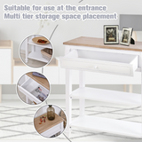HOMCOM MDF Console Table with Wide Drawer and 2 Shelves – Hallway Storage Unit, White