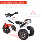 HOMCOM Kids Ride-On Police Bike with 3 Wheels, Music & Lights – Toddler Foot-to-Floor Trike, 18-36 Months