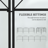 Outsunny Outdoor Picket Fence Panels, 61cm x 3m, with Arched Top & Swirl Design – Garden Border Edging, Black