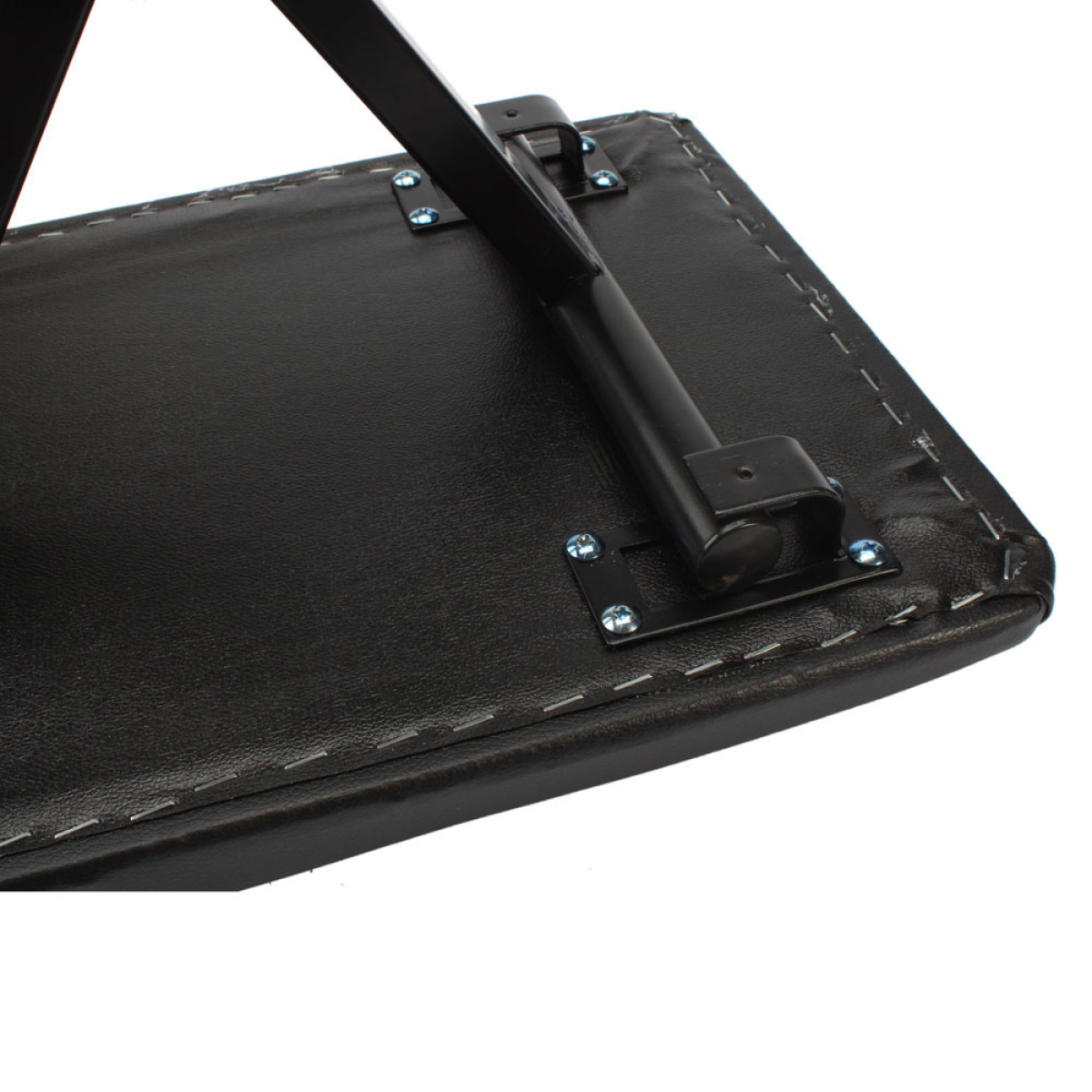 Adjustable Folding Piano Bench Stool with Padded Leather Seat – H-Frame, Height 45.7–50.8cm, Black