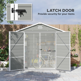Outsunny 8x6ft Garden Shed with Galvanised Foundation Kit, Vents & Window – Lockable Aluminium Frame Storage, Light Grey