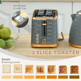 Pebbled 1.7L Fast Boil Kettle & 2-Slice Toaster Set – Matching Breakfast Duo with Textured Finish