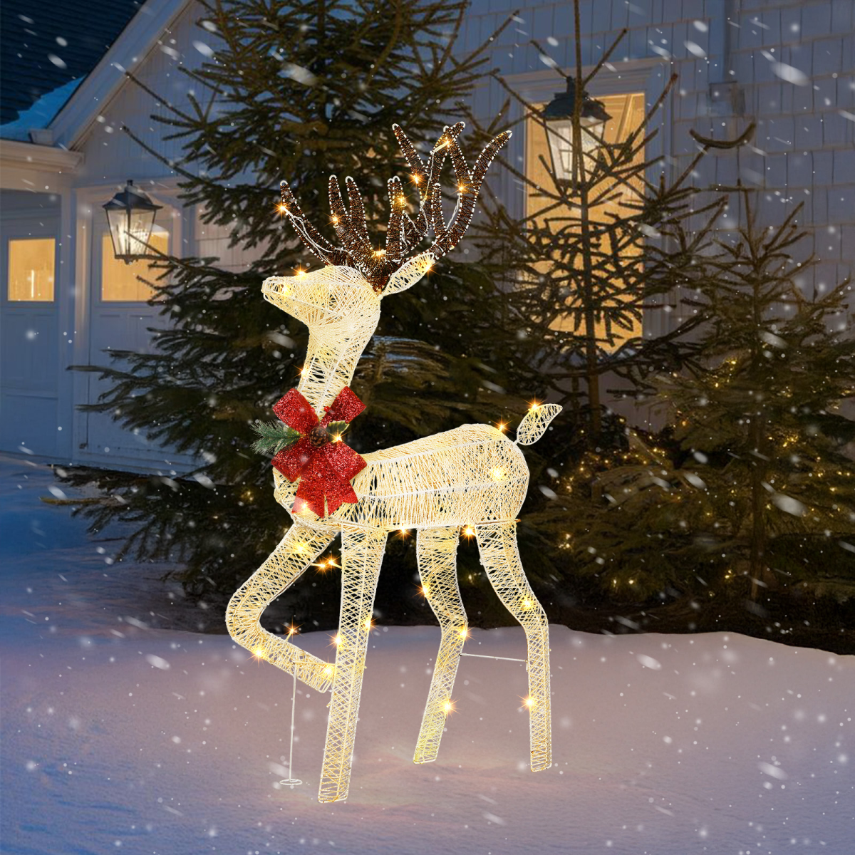 1.2m Lighted Reindeer Christmas Decoration with 90 Warm White Lights – Indoor & Outdoor