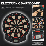 Electronic Dartboard with 26 Games, 185 Variations & LCD Scoring – 6 Darts Included, Up to 8 Players