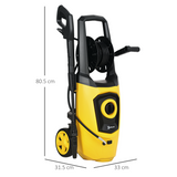 DURHAND 1800W Portable Pressure Washer, 150 Bar, 510 L/h with Foam Bottle and Hose Reel – Yellow