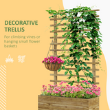 Outsunny Wooden Trellis Planter Box Raised Bed with 4 Wheels & Inner Fabric Bag – Indoor/Outdoor, Natural