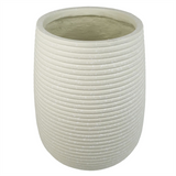 Leaf Mikos Large Ridged Composite Planter, 41cm x 30cm – Stylish Plant Pot, Stone Colour