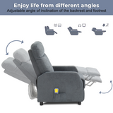 Electric Massage Recliner Chair with 6-Point Vibration & Heat – Home Lounge TV Chair, Light Grey Fabric