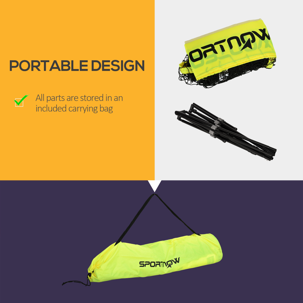 SPORTNOW 3m Badminton Net with Adjustable Height & Carry Bag – Sports Net for Tennis, Pickleball & Volleyball