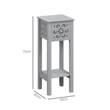HOMCOM Set of 2 Grey MDF Storage Units with Floral Cut-Out Design, Drawers & Anti-Tip Straps