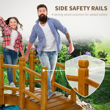 Outsunny Wooden Garden Bridge with Curved Safety Railings, 150kg Capacity – Arched Pond Footbridge