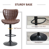 HOMCOM Adjustable Swivel PU Leather Bar Chairs with Backrest & Footrest – Set of 2, Brown