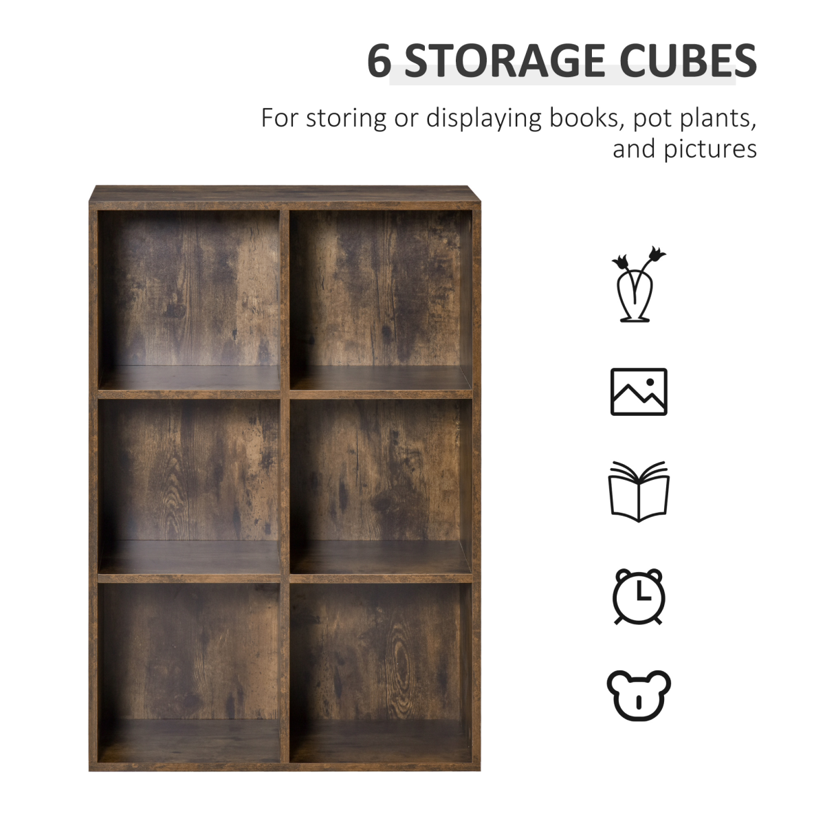 6-Cube Bookcase Storage & Display Shelves – Open Cubes for Baskets, Study, Home or Office