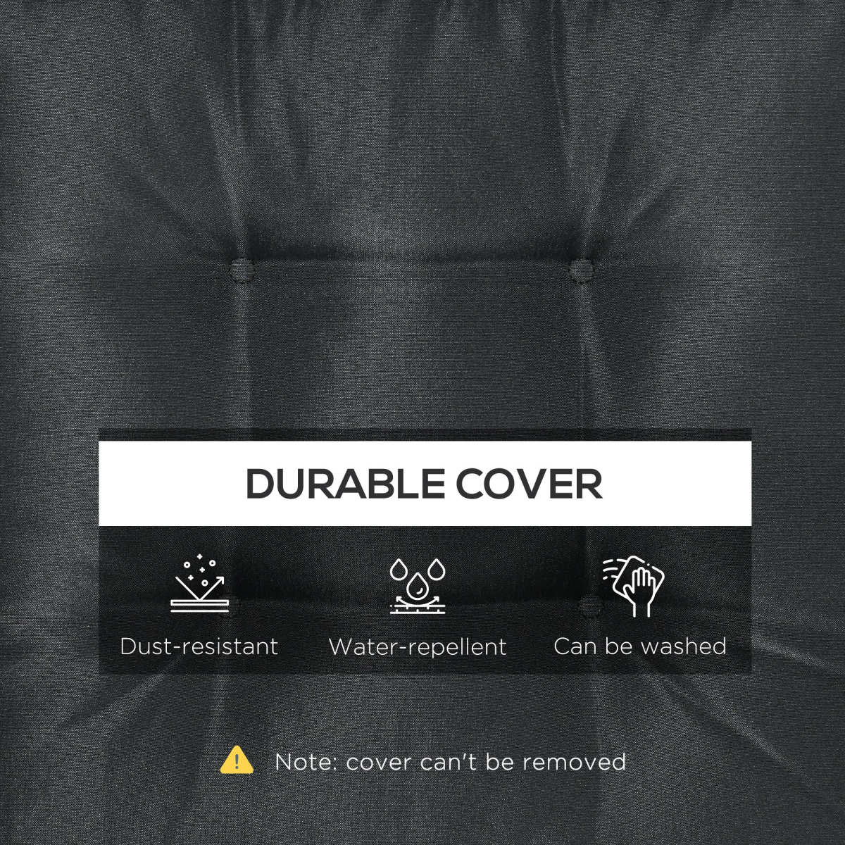 Outsunny Garden Seat Cushion with Ties – Replacement Outdoor Dining Chair Seat Pad, Black