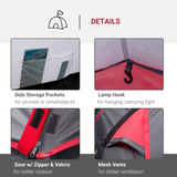 Outsunny 3 Man Camping Tent with 2 Rooms, Porch, Mesh Vents & Rainfly – 2000mm Waterproof Dome Tent