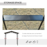 Outsunny 2.5 x 1.5m Aluminium BBQ Gazebo with Polycarbonate Roof & Side Shelves – Outdoor Cooking Shelter