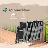 Outsunny 7-Piece Aluminium Garden Dining Set with Glass-Top Table & 6 Folding Chairs – Outdoor Furniture, Black