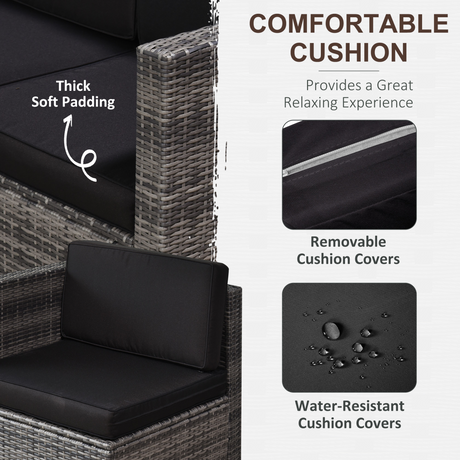 Outsunny Grey Rattan Sofa Set rattan weave close-up