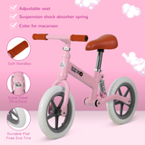 HOMCOM Kids Balance Bike with Adjustable Seat and Non-Slip Tyres – No-Pedal Learning Bike for Ages 2-5