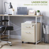 Vinsetto 2-Drawer Locking Mobile Filing Cabinet on Wheels – Home Office Document Storage, Oak