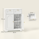 HOMCOM Bathroom Floor Cabinet with 2 Arched Doors, 2 Drawers & Adjustable Shelf – White
