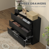 HOMCOM 3-Drawer Chest of Drawers with Tabletop & Anti-Tip Fitting – Bedroom Storage Unit, Black