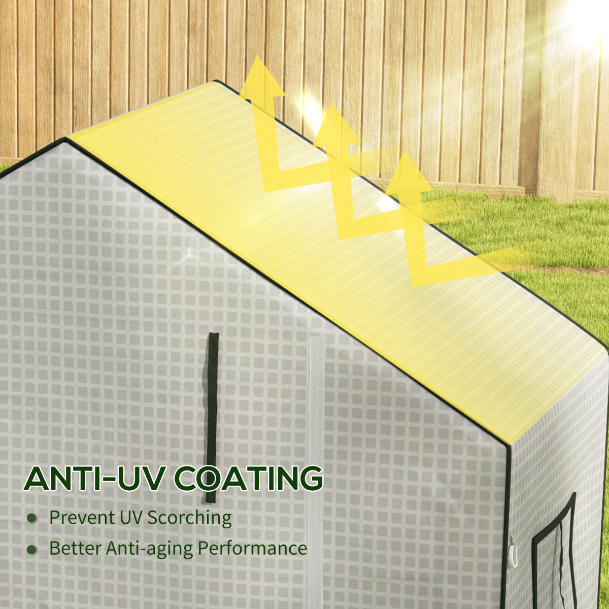 Outsunny Greenhouse Replacement PE Cover with Roll-up Door & Mesh Windows – Cover Only, White