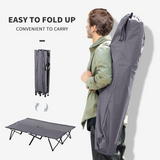 Outsunny Double Folding Camping Cot with Steel Frame & Carry Bag – Portable Two-Person Camp Bed, 136kg, Grey
