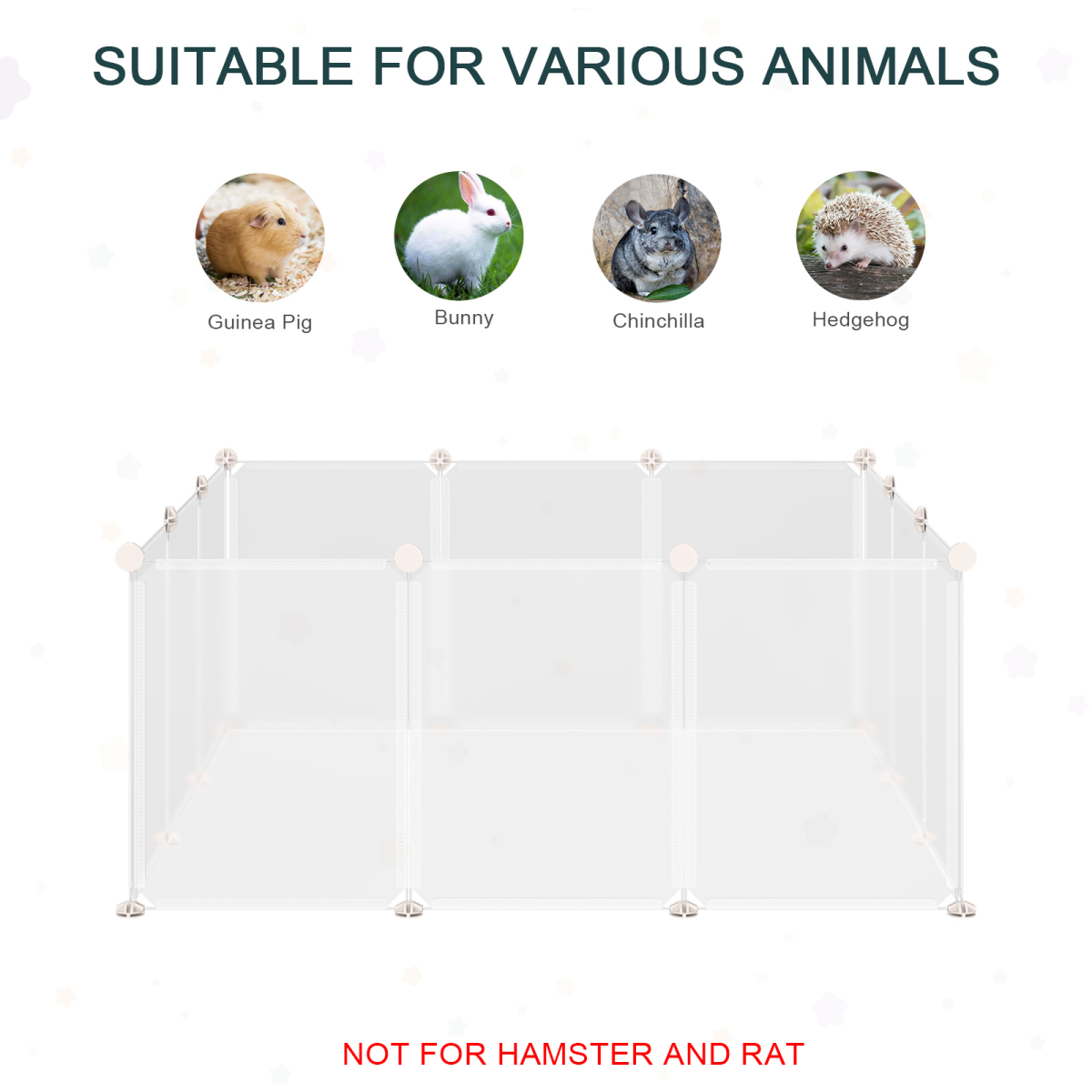 Pawhut 12-Panel DIY Small Animal Playpen with Connectors – Indoor Cage for Rabbits, Chinchillas & Guinea Pigs