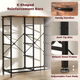 Fabric Chest of Drawers with 10 Drawers, Side Pockets & Hooks – Steel Frame Storage Unit, Rustic Brown and Black