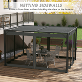 Outsunny 3 x 4m Retractable Pergola with Net Curtains & Aluminium Frame – Garden Shelter, Dark Grey