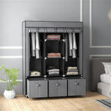 Chester Portable Wardrobe with 2 Hanging Rods, 5 Shelves & 3 Fabric Drawers – Steel Frame Clothes Storage