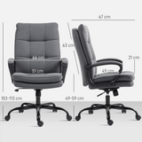 HOMCOM Linen Fabric Swivel Office Chair with Double Padding & Adjustable Tilt – Charcoal Grey