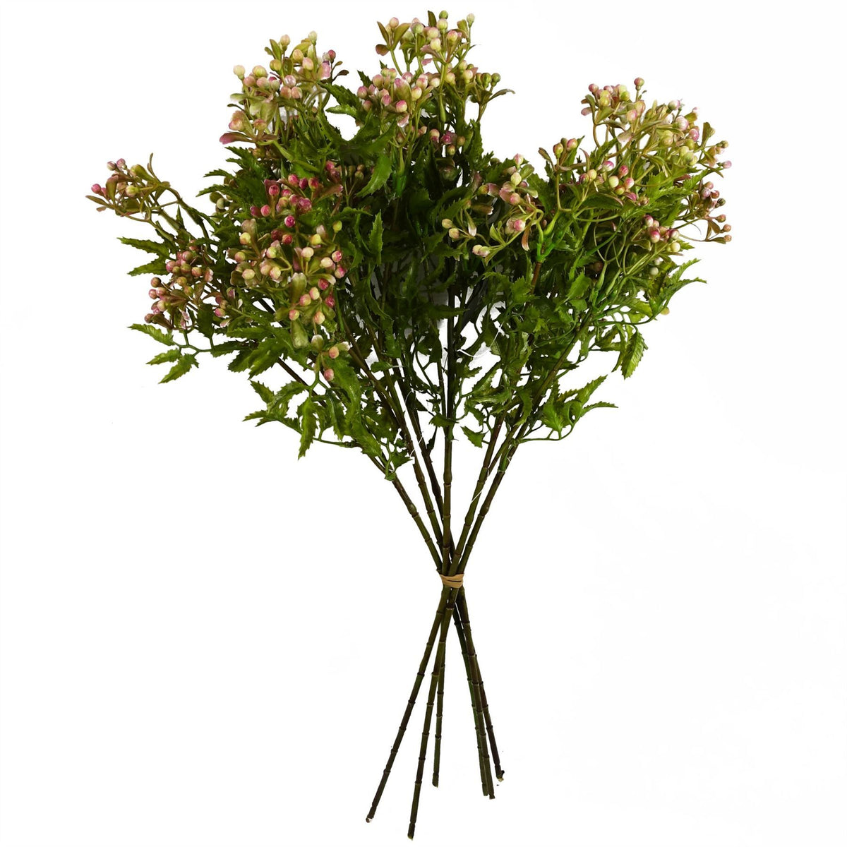 Leaf 55cm Artificial Foliage Stem with Pink Berries – Realistic Plastic Flowers and Leaves, Shapable Stem