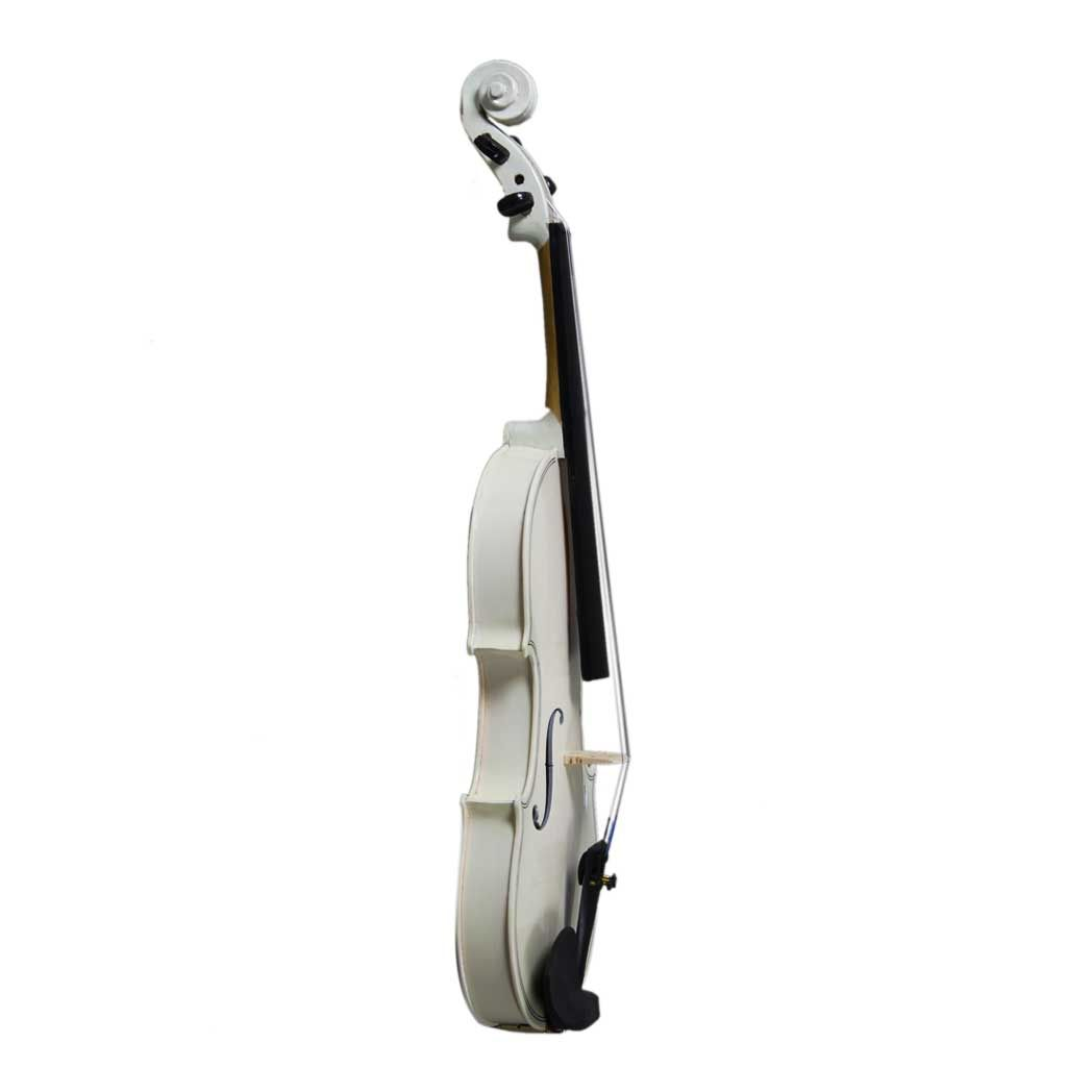 4/4 Full Size Acoustic Violin Set with Case, Bow & Rosin – Basswood Violin Outfit for Adult Learners, White